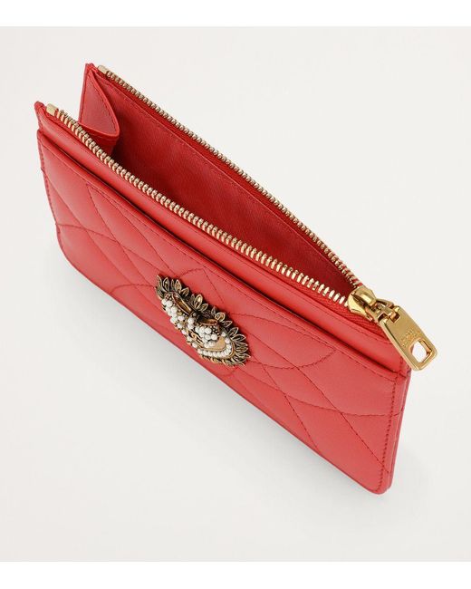 Dolce & Gabbana Red Leather Devotion Zipped Card Holder