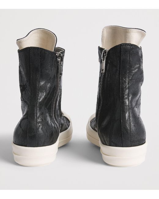 Rick Owens Black Coated Canvas High-Top Sneakers for men