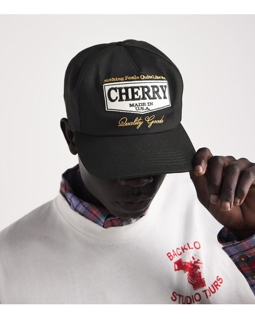 CHERRY LA Black Embroidered Logo Cap for men