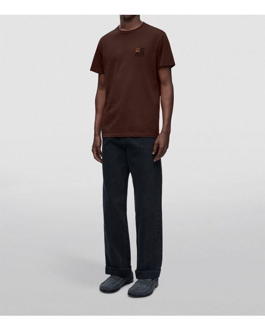 Loewe Brown Embroidered-logo T-shirt for men