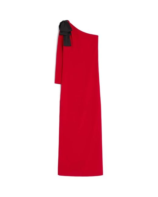 Valentino Red Silk One-Shoulder Gown