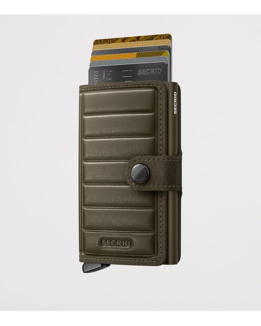 Secrid Green Leather Embossed Lines Miniwallet