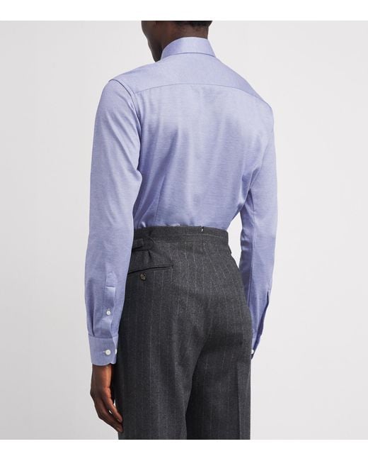 Eton of Sweden Blue Cotton Filo Di Scozia Slim Shirt for men