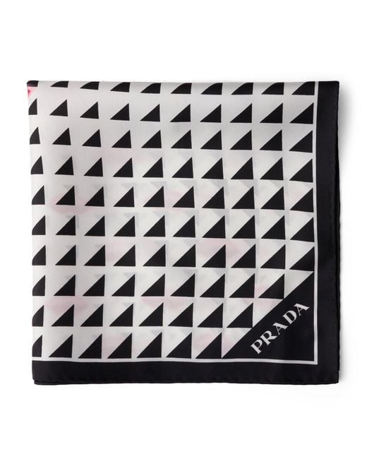 Prada Black Silk Lipstick Triangle Scarf