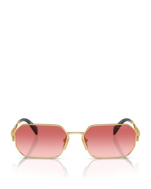 Prada Pink Metal Rectangular Sunglasses