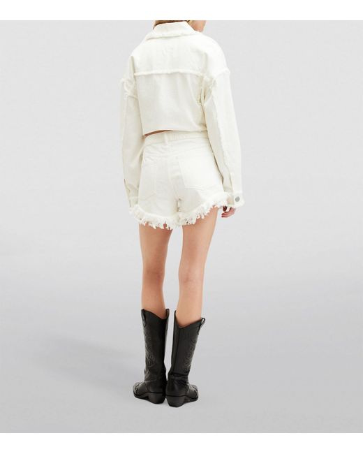 AllSaints White Frayed Astrid Denim Shorts