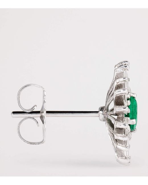 Suzanne Kalan Green Diamond And Emerald One Of A Kind Flower Earrings