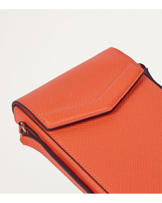 Smythson Orange Leather Panama Envelope Phone Case