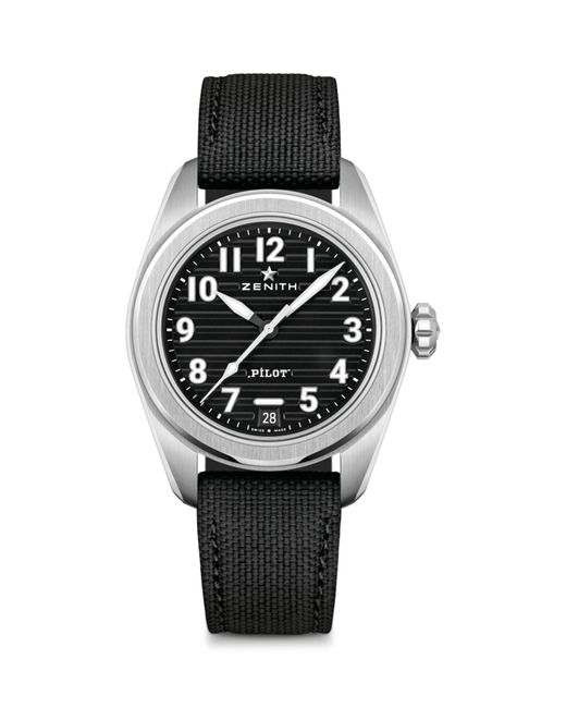 Zenith Black Steel Pilot Automatic Watch 40mm