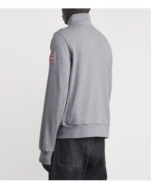 Canada Goose Gray Down Hybridge Huron Zip-Up Sweatshirt for men