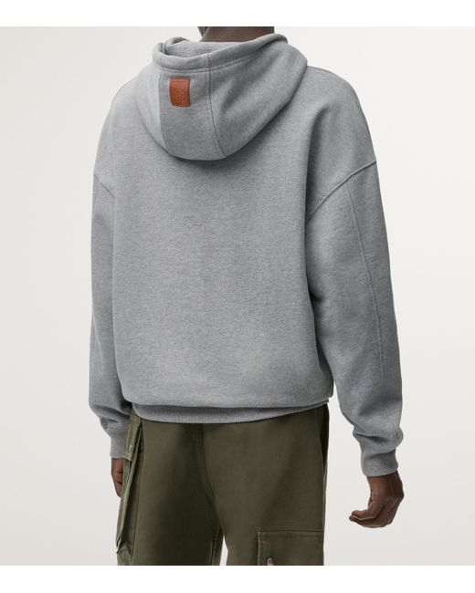 Loewe Gray Cotton-Blend Leather-Anagram Hoodie for men