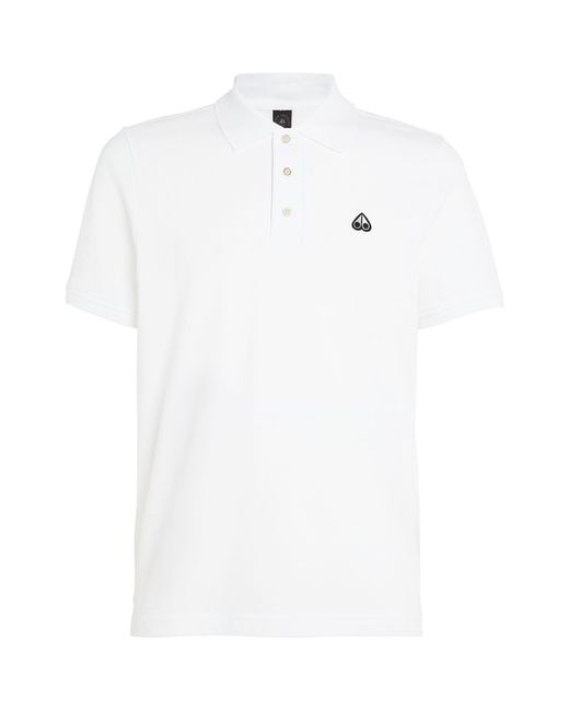 Moose Knuckles White Logo Polo Shirt for men