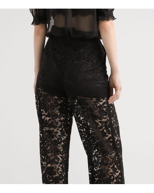 Dolce & Gabbana Black Lace Wide-Leg Trousers