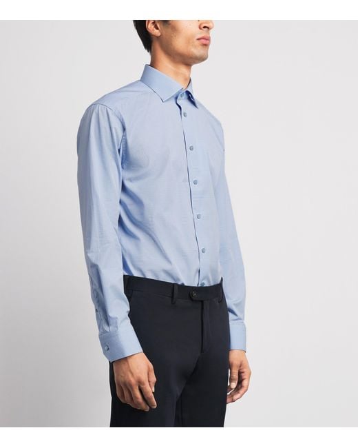 Eton of Sweden Blue Supima Cotton Check Slim Fit Shirt for men