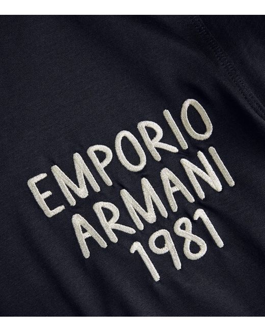 Emporio Armani Black Embroidered 1981 T-Shirt for men