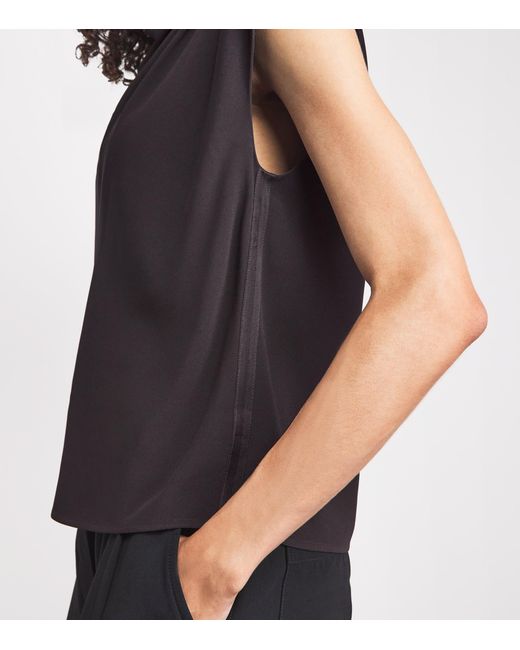 Agnona Black Sleeveless Draped Blouse