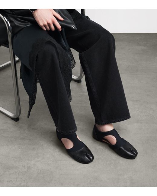 Maison Margiela Black Leather Tabi Jazz Slippers