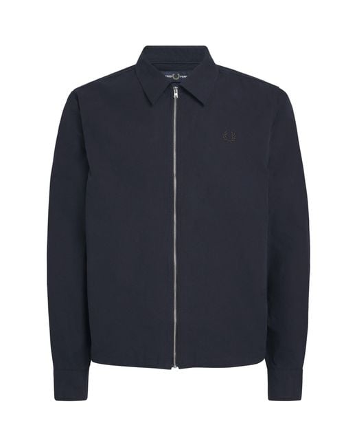 Fred Perry Blue Zip-Up Overshirt for men