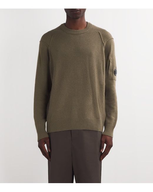 C P Company Green Grs Lambswool-Blend Sweater for men