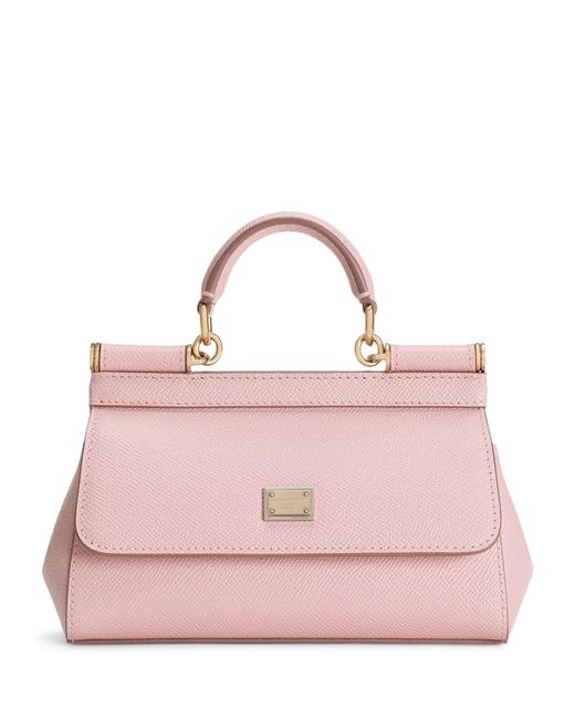 Dolce & Gabbana Pink Mini Leather Sicily Top-Handle Bag