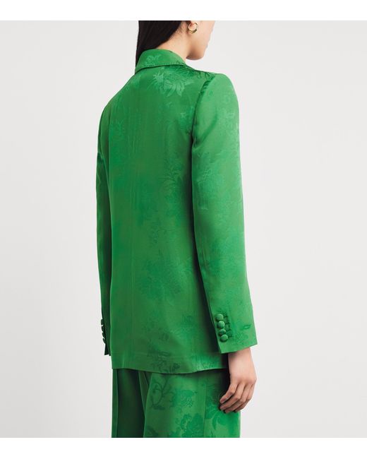 Etro Green Floral Single-Breasted Blazer