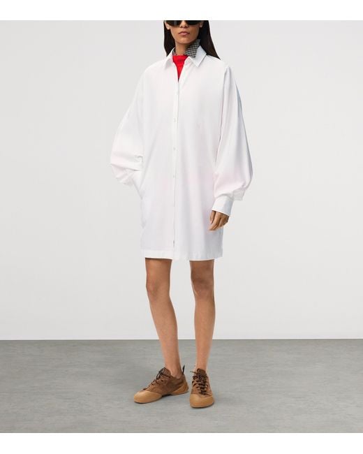 Loewe White Stretch-Cotton Midi Shirt Dress