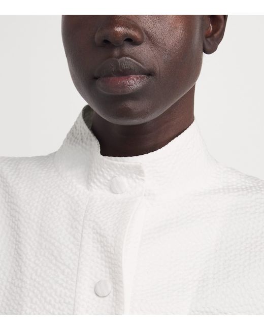 Nomadissem White Seersucker Cotton Midi Dress