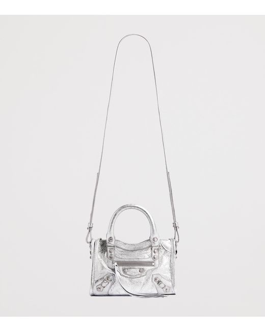 Balenciaga White Metallic Le City Nano Top-Handle Bag