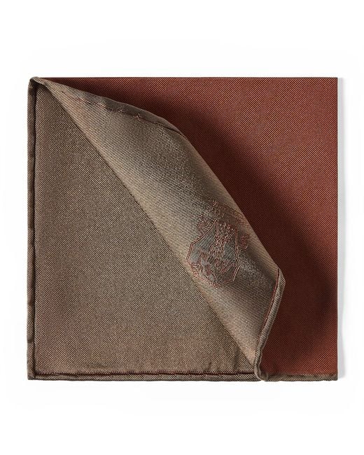 Brunello Cucinelli Brown Silk Pocket Square for men