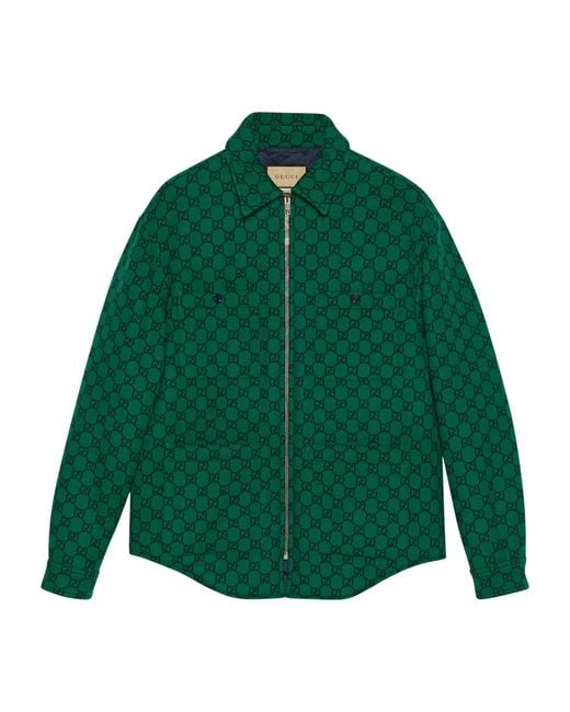Gucci Green Wool Gg Overshirt for men