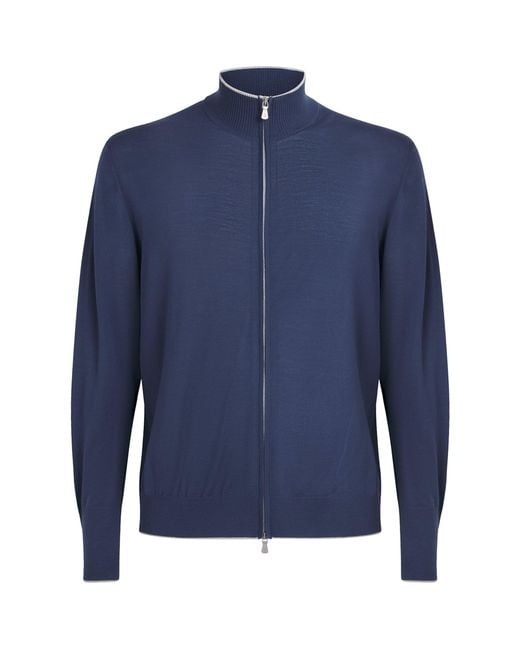 Eleventy Blue Merino Wool Double-Zip Cardigan for men