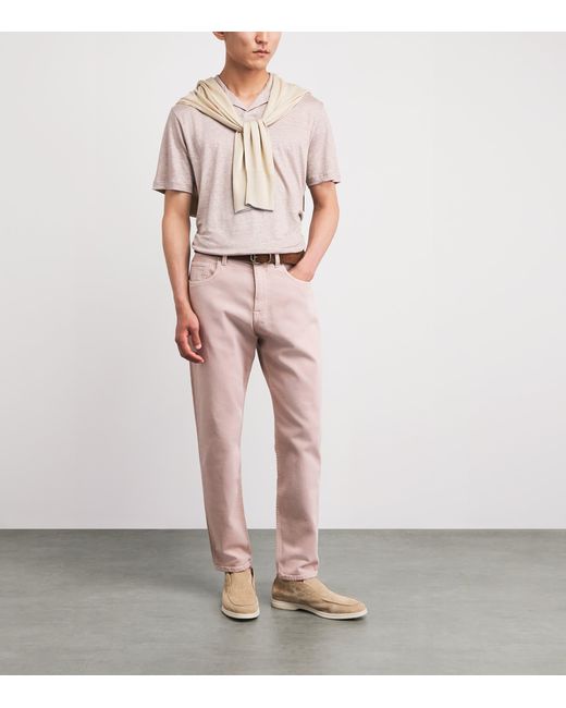 Eleventy Pink Linen Polo Shirt for men
