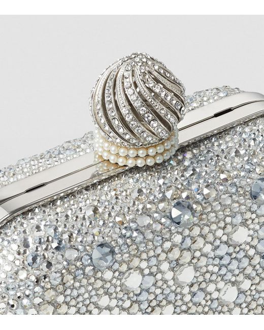 Jimmy Choo Metallic Micro Cloud Crystal-Embellished Clutch Bag
