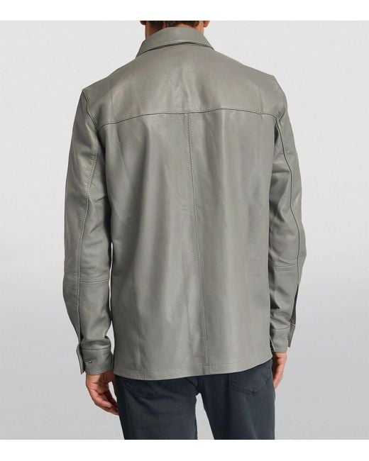 PAIGE Gray Leather Baltimore Shirt Jacket for men