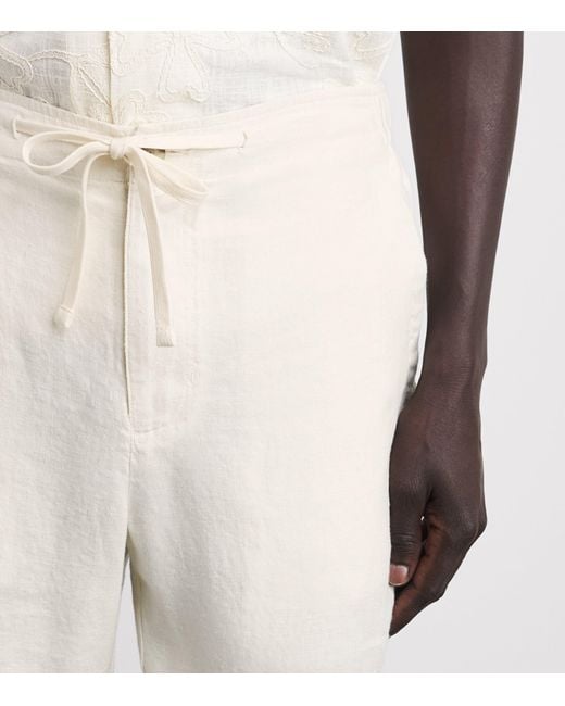 Vince White Linen Drawstring Shorts for men