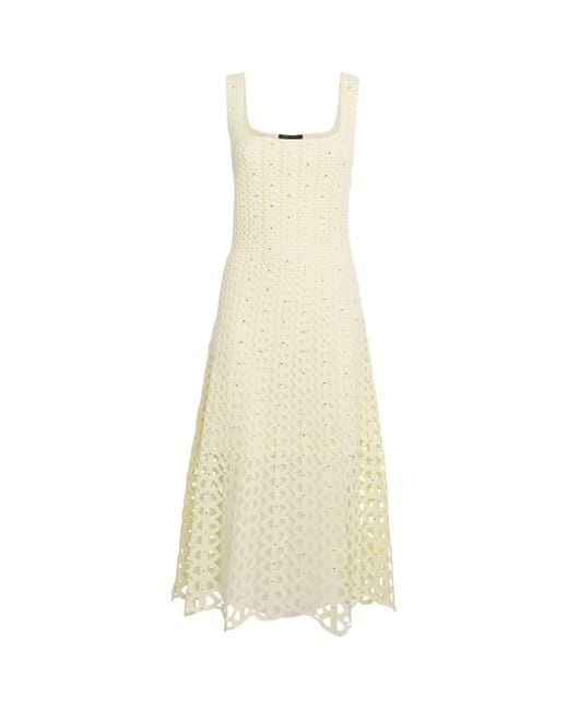 Maje Natural Crocheted Embellished Midi Dress
