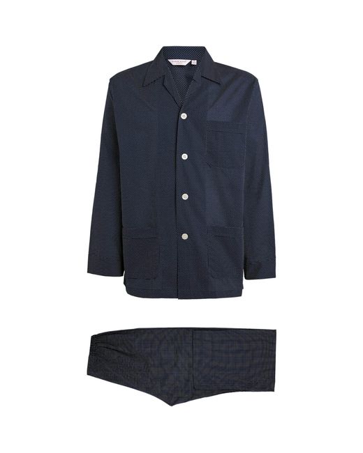 Derek Rose Blue Plaza Pyjama Set for men