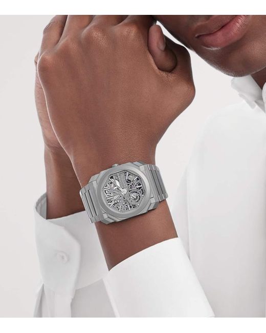 BVLGARI Gray Titanium Octo Finissimo Skeleton 8 Days Watch for men