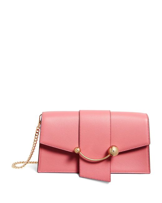 Strathberry Pink Mini Leather Crescent Cross-body Bag