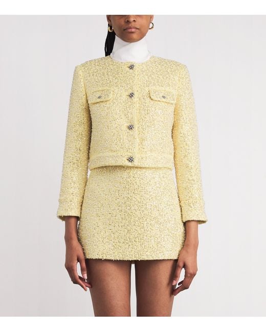 Alice + Olivia Metallic Tweed Embellished Lorie Jacket