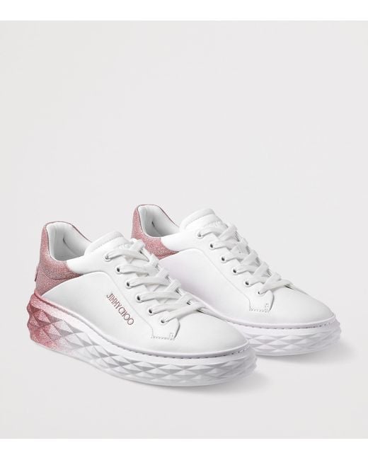Jimmy Choo White Diamond Maxi Leather Sneakers