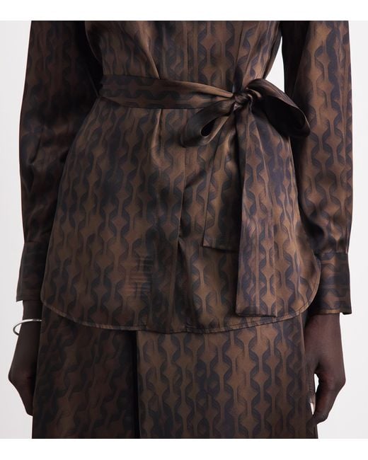Kiton Black Silk Geometric Shirt