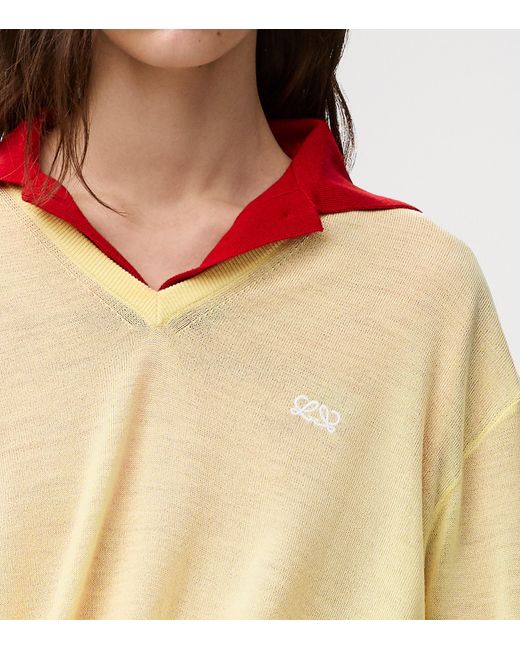 Loewe Yellow Wool-Blend V-Neck Sweater