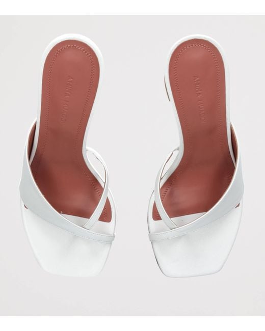 AMINA MUADDI White Leather Shiona Heeled Mules 95