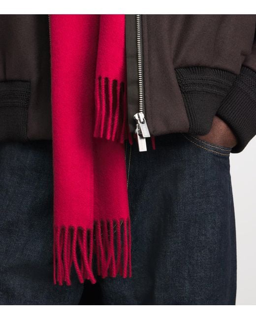 Johnstons Red Natural Cashmere Scarf for men