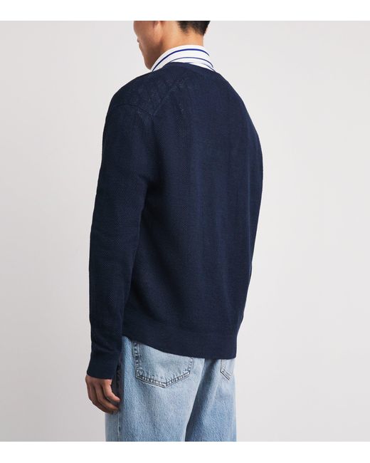 Polo Ralph Lauren Blue Linen Relaxed Cardigan for men