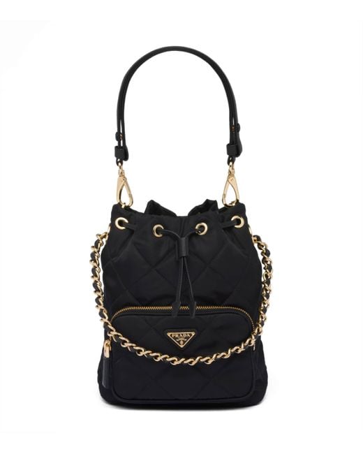 Prada Black Re-Nylon Re-Edition 1995 Chaîne Bucket Bag