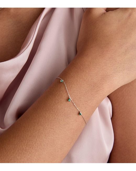 Astrid & Miyu White And Emerald Pear Charm Bracelet