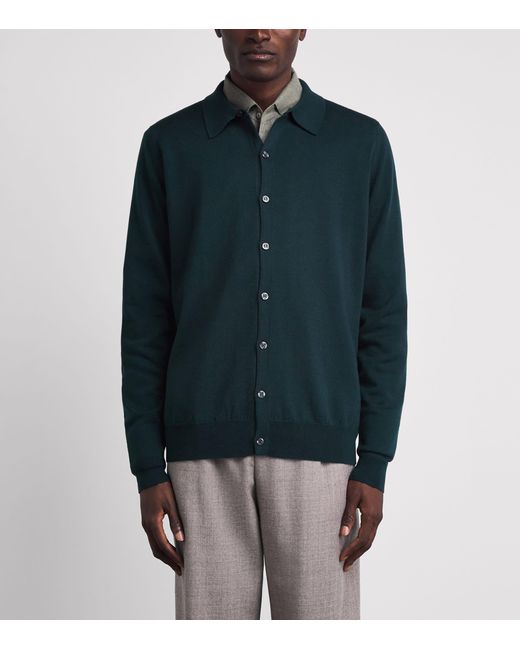 John Smedley Green Extra Fine Merino Wool Tibor Shirt for men