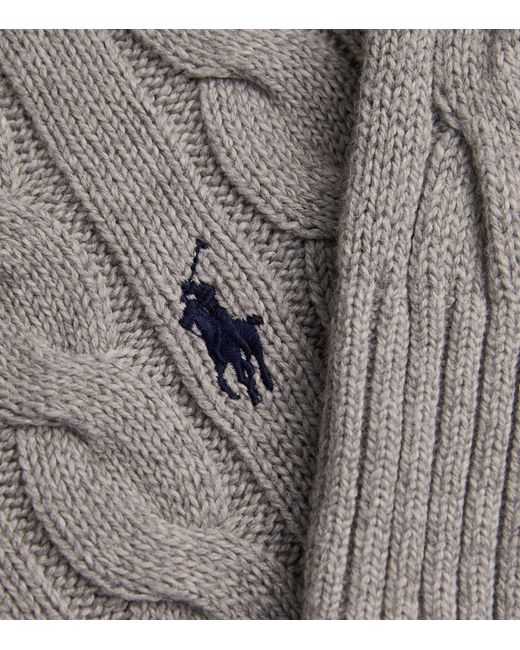 Polo Ralph Lauren Gray Cable-Knit Polo Logo Sweater for men